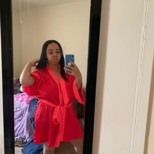 Red satin robe